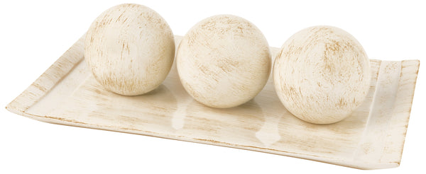 Rustic Luxe Tray with 3 Orbs