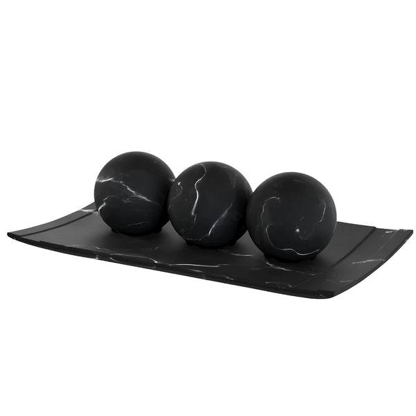 Black Marble Tray /3 Orbs