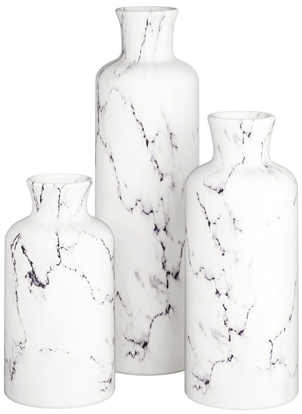 White Marble Set of 3 Vases