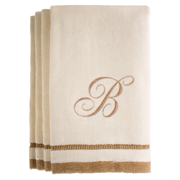 Set of 4 monogrammed towels - Initial B