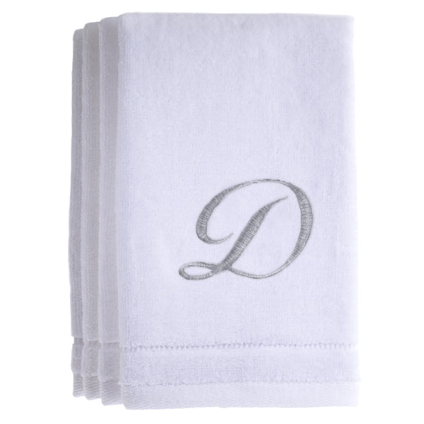 Set of 4 monogrammed towels - Initial D