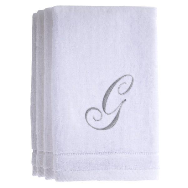 Set of 4 monogrammed towels - Initial G