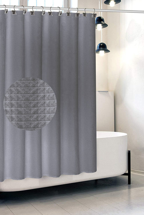 Gray Waffle Shower Curtain