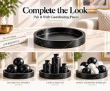 Creative Scents Black Marble Look Round Tray, Organizer & Decor
