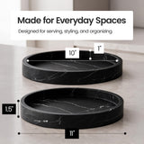 Creative Scents Black Marble Look Round Tray, Organizer & Decor