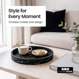 Creative Scents Black Marble Look Round Tray, Organizer & Decor