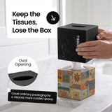 Black Tissue Box Cover Square with Marble Look - bathroom accessories decor