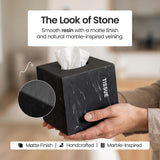 Black Tissue Box Cover Square with Marble Look - bathroom accessories decor