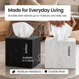 Black Tissue Box Cover Square with Marble Look - bathroom accessories decor