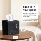 Black Tissue Box Cover Square with Marble Look - bathroom accessories decor