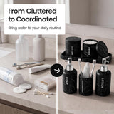 Black Bathroom Accessories - 6 Pc. Marble Look Resin Bathroom Accessory Set