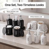 Black Bathroom Accessories - 6 Pc. Marble Look Resin Bathroom Accessory Set
