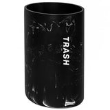 Small Bathroom Trash Can - Black Marble Look Oval Waste Basket For Bathroom