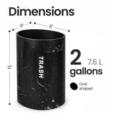 Small Bathroom Trash Can - Black Marble Look Oval Waste Basket For Bathroom