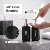 Black Marble Look Bathroom Hand Soap and Lotion Dispenser Set with Pumps