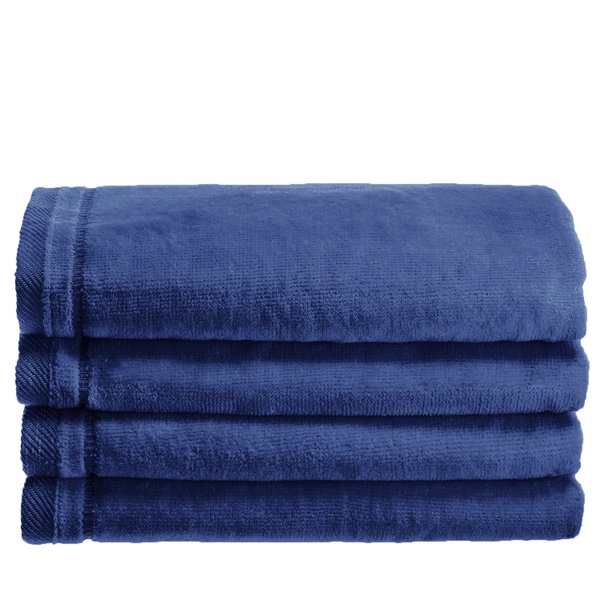 Cotton velour Set of 4 Towels - Blue