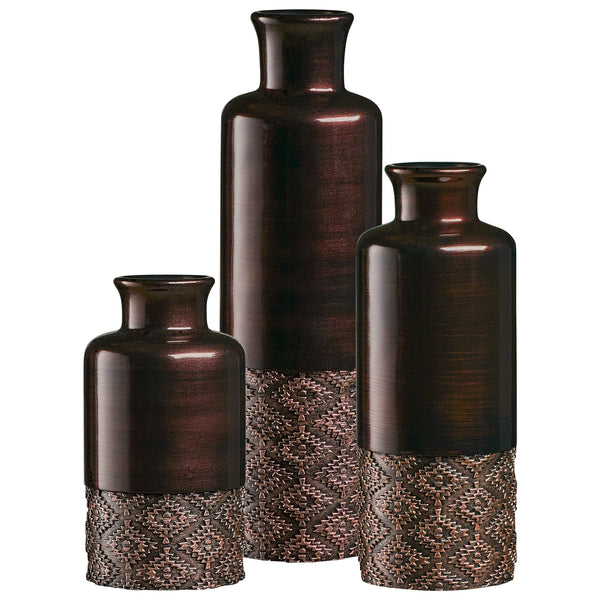 Dublin Brown Set of 3 Vases