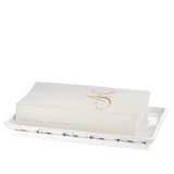 Creative Scents Vanda Bathroom Vanity Tray – Decorative Cherry Blossom White Resin Perfume Tray for Dresser -Small Rectangle Floral Tray for Bathroom Countertop, Perfume, & Dresser Cosmetics Organizer