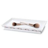 Creative Scents Vanda Bathroom Vanity Tray – Decorative Cherry Blossom White Resin Perfume Tray for Dresser -Small Rectangle Floral Tray for Bathroom Countertop, Perfume, & Dresser Cosmetics Organizer