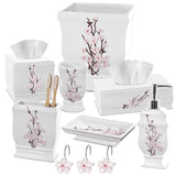 Creative Scents Vanda Bathroom Vanity Tray – Decorative Cherry Blossom White Resin Perfume Tray for Dresser -Small Rectangle Floral Tray for Bathroom Countertop, Perfume, & Dresser Cosmetics Organizer