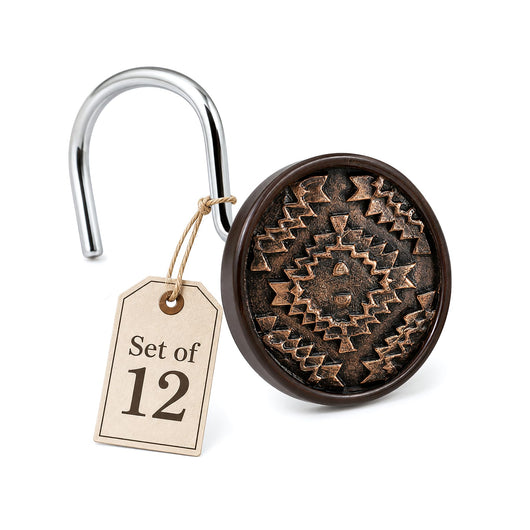 Creative Scents Dublin Brown Set of 12 Shower Curtain Hooks Decorative