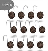 Creative Scents Dublin Brown Set of 12 Shower Curtain Hooks Decorative