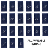 Set of 4 Navy Blue Monogrammed Towel - White Embroidered - Initial M