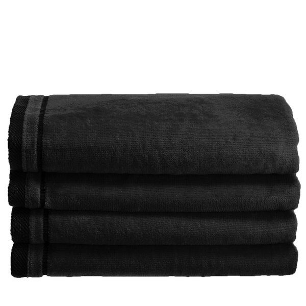 Cotton velour Set of 4 Towels - Black