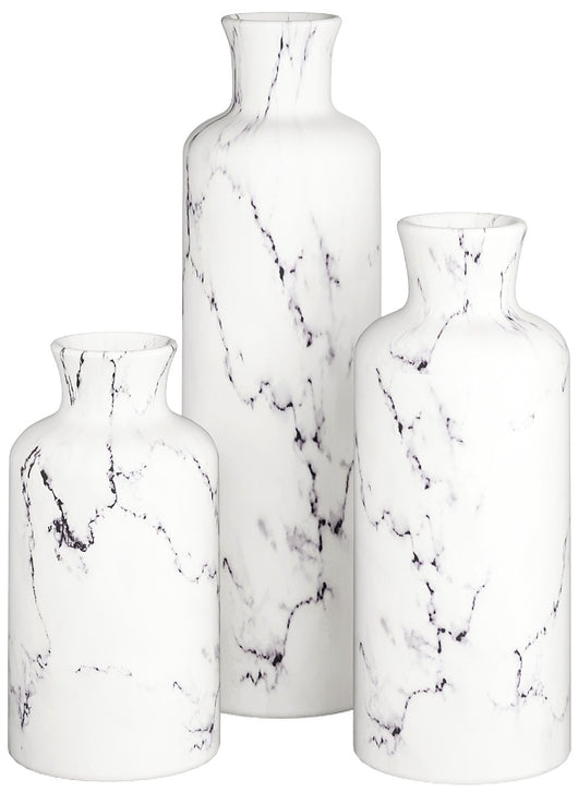 White Marble Set of 3 Vases