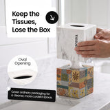 White Tissue Box Cover Square with Marble Look - Bathroom Accessories Decor
