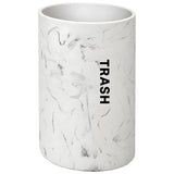 Small Bathroom Trash Can White Marble Look - Oval Waste Basket Bin