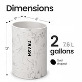 Small Bathroom Trash Can White Marble Look - Oval Waste Basket Bin