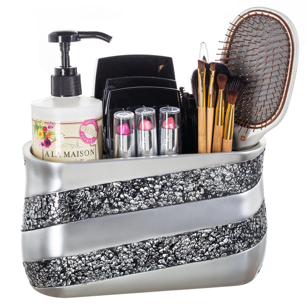 Silver Mosaic Bathroom Counter Vanity Organizer