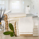 Cotton velour Set of 12 Towels - Ivory