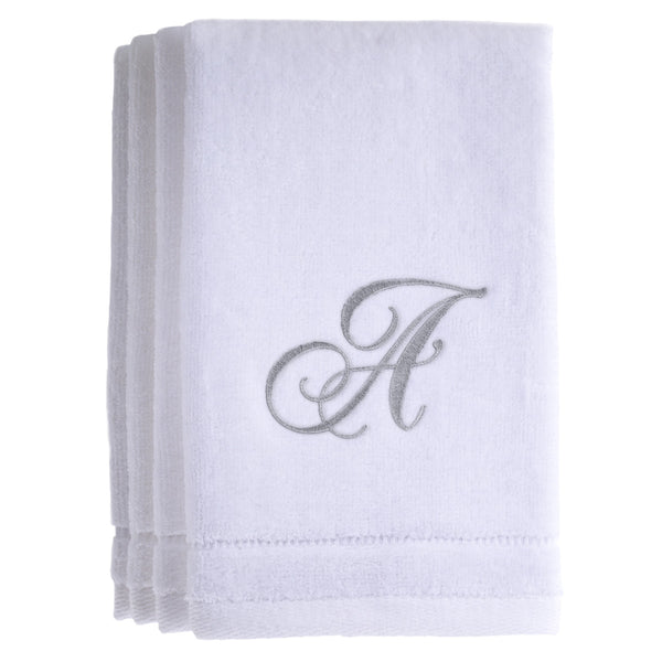 Set of 4 monogrammed towels - Initial A