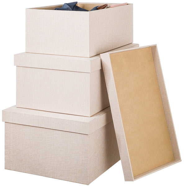 Boxes with lids, Set of 3 - Twilight Linen