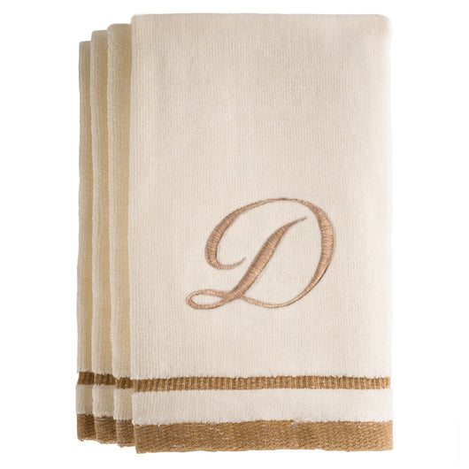 Set of 4 monogrammed towels - Initial D