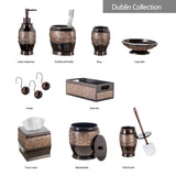 Dublin 6-Piece Bathroom Accessories Set, Includes Decorative Soap Dispenser, Soap Dish, Tumbler, Toothbrush Holder, Tissue Box Cover and Toilet Bowl Brush (Brown)