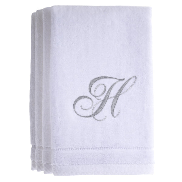 Set of 4 monogrammed towels - Initial H