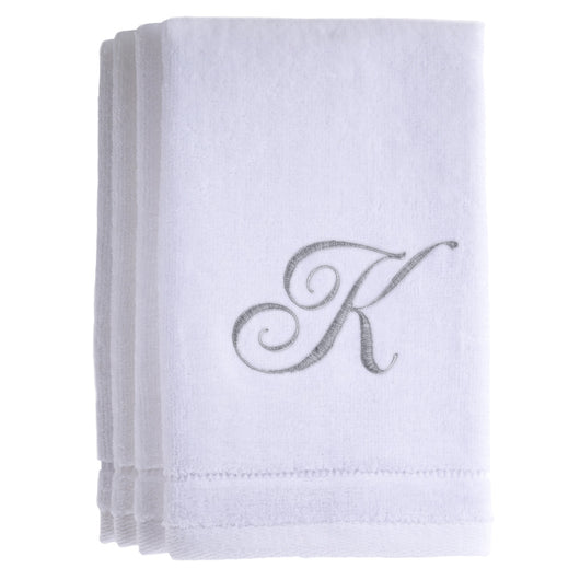 Set of 4 monogrammed towels - Initial K
