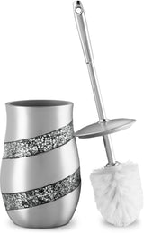 Silver Mosaic Toilet Bowl Brush with Holder