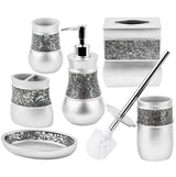 Brushed Nickel 6 Piece Toilet Brush Bathroom Accessories Set