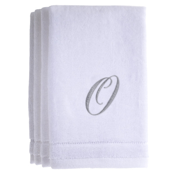 Set of 4 monogrammed towels - Initial O