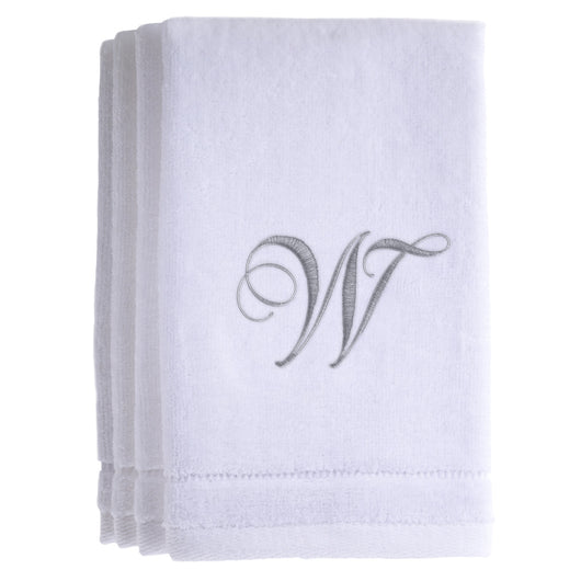 Set of 4 monogrammed towels - Initial W