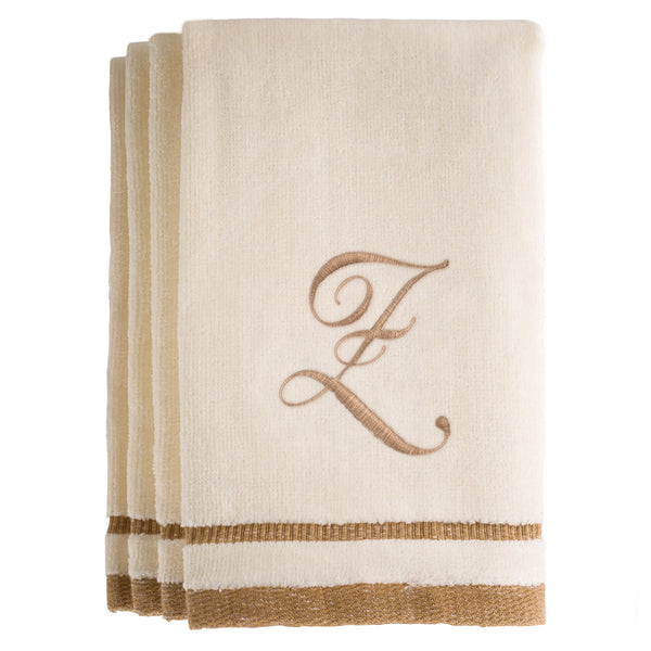 Set of 4 monogrammed towels - Initial Z