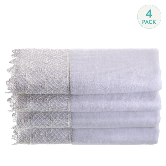 White Lace Towels - Set of 4